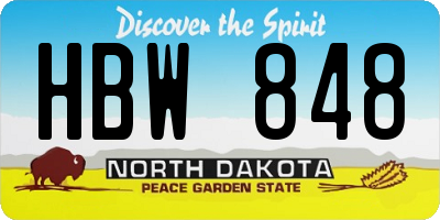 ND license plate HBW848