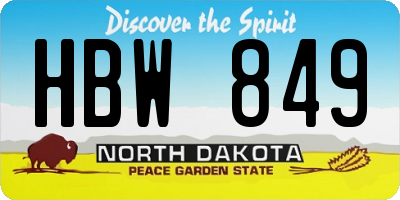 ND license plate HBW849
