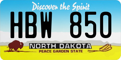 ND license plate HBW850