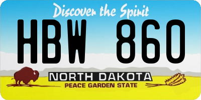 ND license plate HBW860