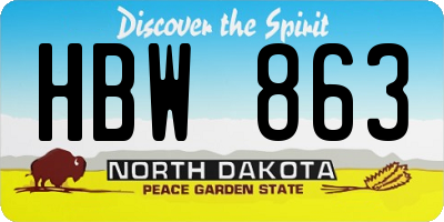 ND license plate HBW863