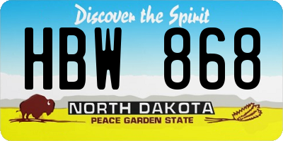 ND license plate HBW868