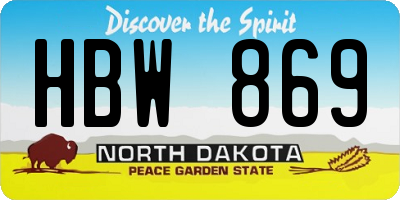 ND license plate HBW869