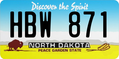 ND license plate HBW871