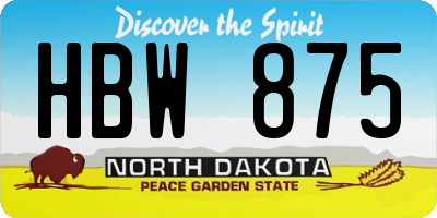 ND license plate HBW875