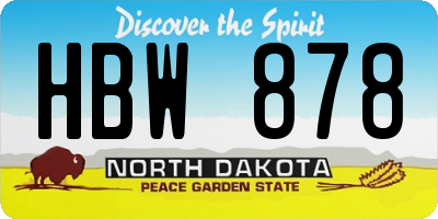 ND license plate HBW878