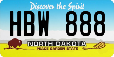 ND license plate HBW888
