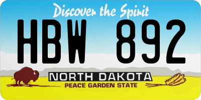 ND license plate HBW892