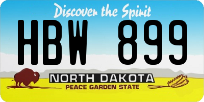 ND license plate HBW899