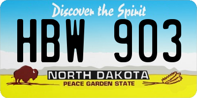 ND license plate HBW903