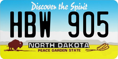 ND license plate HBW905