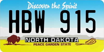 ND license plate HBW915