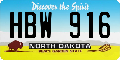 ND license plate HBW916