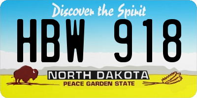 ND license plate HBW918