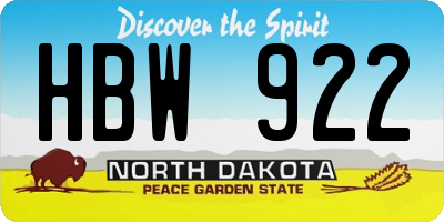 ND license plate HBW922