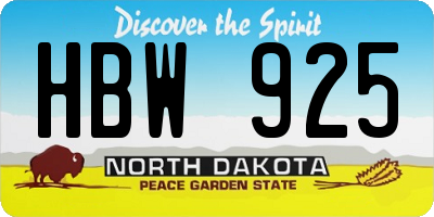 ND license plate HBW925