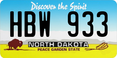 ND license plate HBW933