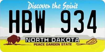 ND license plate HBW934