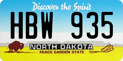 ND license plate HBW935