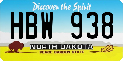 ND license plate HBW938