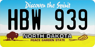 ND license plate HBW939