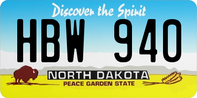 ND license plate HBW940