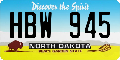 ND license plate HBW945