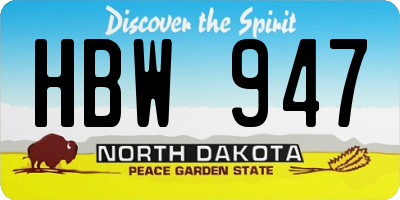 ND license plate HBW947