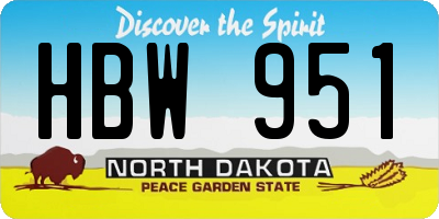 ND license plate HBW951