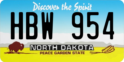 ND license plate HBW954