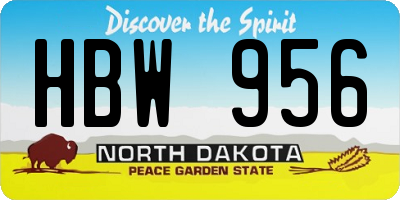 ND license plate HBW956