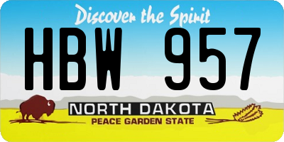 ND license plate HBW957