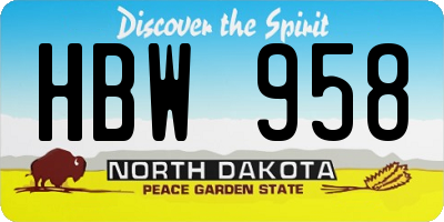 ND license plate HBW958