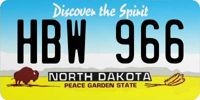 ND license plate HBW966