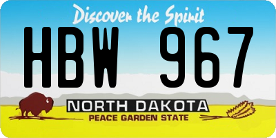 ND license plate HBW967