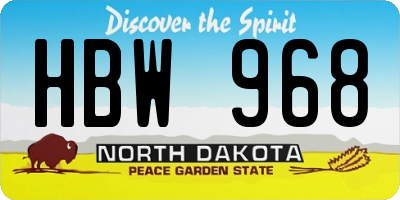 ND license plate HBW968