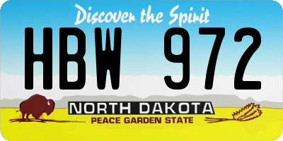 ND license plate HBW972