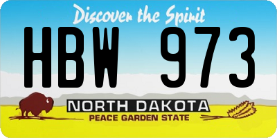 ND license plate HBW973