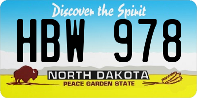 ND license plate HBW978