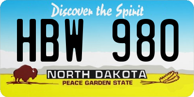 ND license plate HBW980