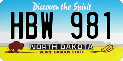 ND license plate HBW981