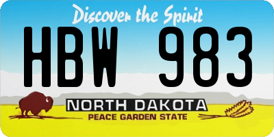 ND license plate HBW983