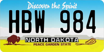 ND license plate HBW984