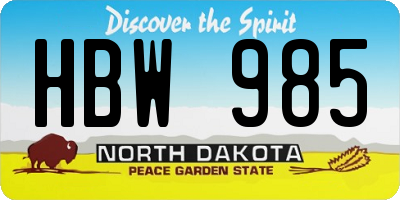 ND license plate HBW985