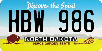 ND license plate HBW986