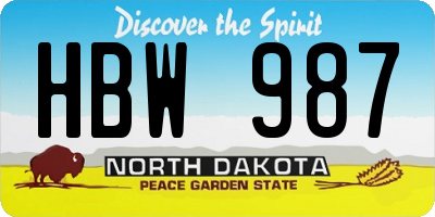 ND license plate HBW987