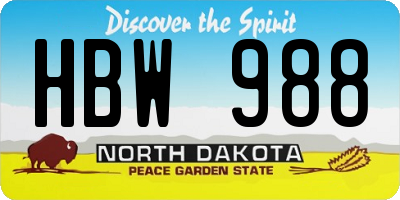 ND license plate HBW988