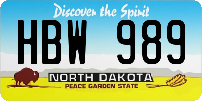 ND license plate HBW989