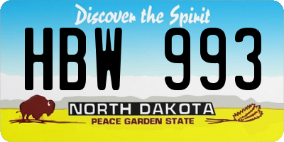 ND license plate HBW993