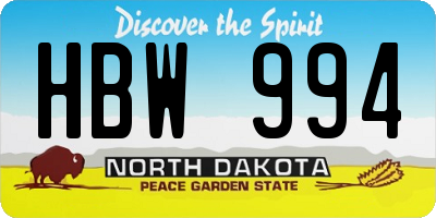 ND license plate HBW994